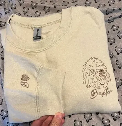 Custom Embroidered Dog Sweatshirt, Personalized Embroidery Pet Portrait Pet Name Sweatshirt Hoodie
