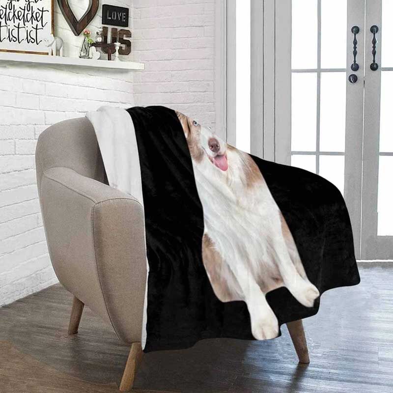 Personalized Dog Portrait Throw Blanket With Text