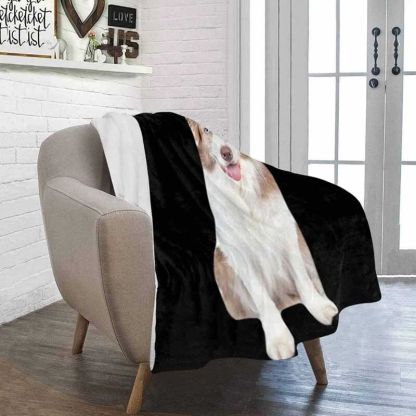 Personalized Dog Portrait Throw Blanket With Text