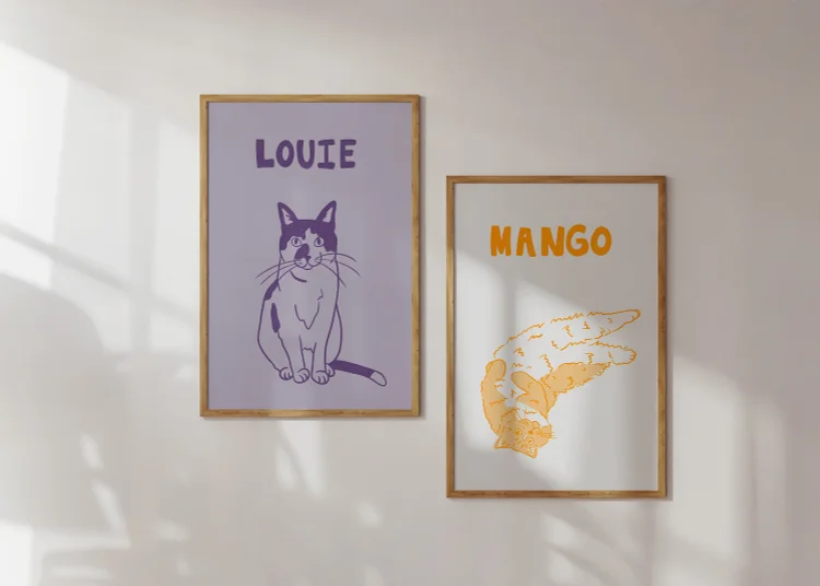 Custom Pet Portrait Art Print Canvas Personalized Dog Wall Art