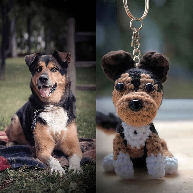 Personalized Wool Keychain with Custom Full-Body Photo of Your Pet - Funny Gift for Animal Lovers