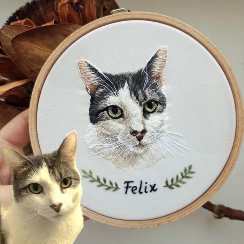 Personalized Embroidery Hoop Customized Pet Photo Warm Home Decoration