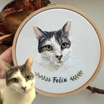 Personalized Embroidery Hoop Customized Pet Photo Warm Home Decoration