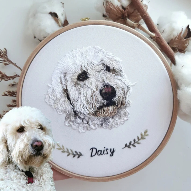 Personalized Embroidery Hoop Customized Pet Photo Warm Home Decoration