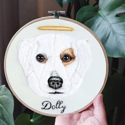 Custom Embroidery Hoop With Pet Photo For Memorial Gift