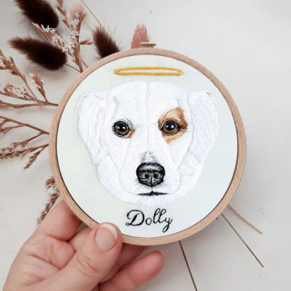 Custom Embroidery Hoop With Pet Photo For Memorial Gift
