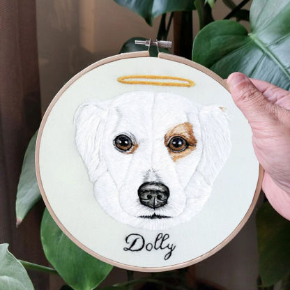 Custom Embroidery Hoop With Pet Photo For Memorial Gift