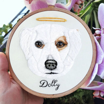 Custom Embroidery Hoop With Pet Photo For Memorial Gift
