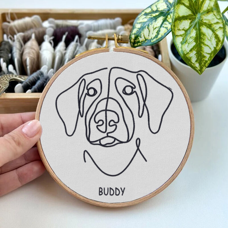 Custom Embroidery Hoop Custom Pet Line Drawing Fun Home Decor