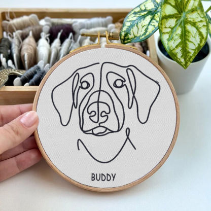 Custom Embroidery Hoop Custom Pet Line Drawing Fun Home Decor