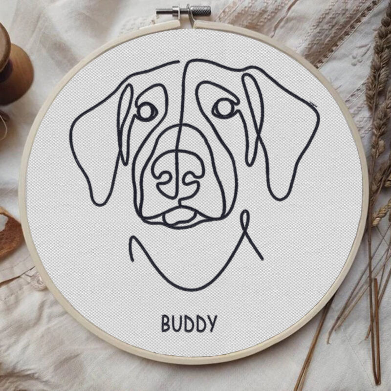 Custom Embroidery Hoop Custom Pet Line Drawing Fun Home Decor