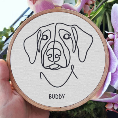 Custom Embroidery Hoop Custom Pet Line Drawing Fun Home Decor