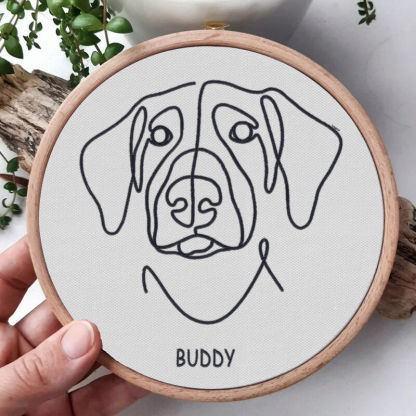 Custom Embroidery Hoop Custom Pet Line Drawing Fun Home Decor