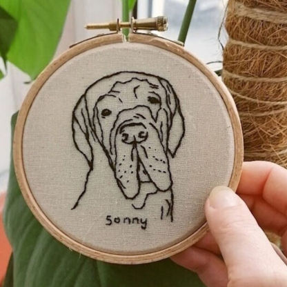 Custom Embroidery Hoop Custom Pet Line Drawing Fun Decoration For Friends