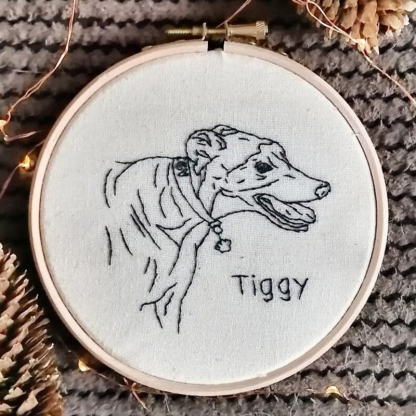 Custom Embroidery Hoop Custom Pet Line Drawing Fun Decoration For Friends