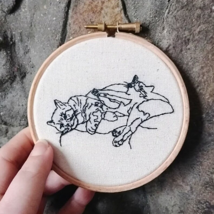 Custom Embroidery Hoop Custom Pet Line Drawing Fun Decoration For Friends