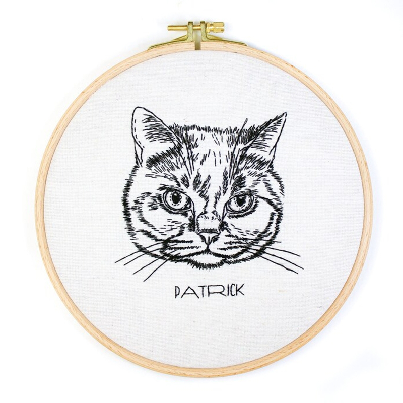 Custom Embroidery Hoop Custom Pet Line Drawing Fun Decoration Christmas Gift