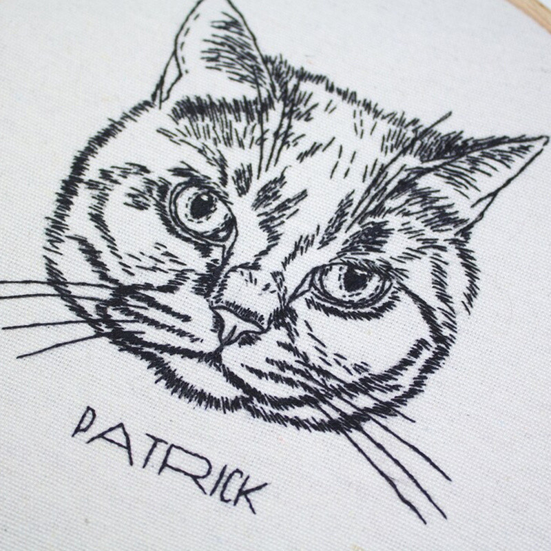 Custom Embroidery Hoop Custom Pet Line Drawing Fun Decoration Christmas Gift