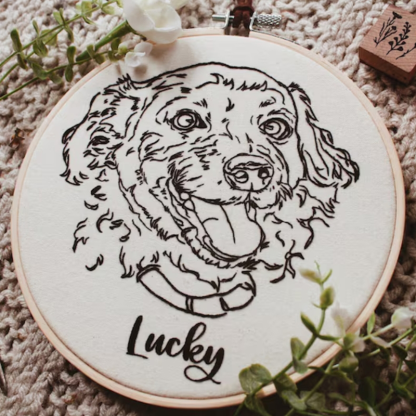 Custom Embroidery Hoop Custom Pet Line Drawing Fun Decoration For Dogs