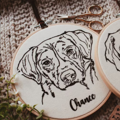 Custom Embroidery Hoop Custom Pet Line Drawing Fun Decoration For Dogs