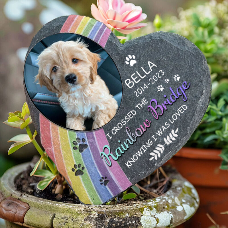Personalized Memorial Stone "The Rainbow Bridge" Pet Grave Marker Sympathy Gift for Pet Owner