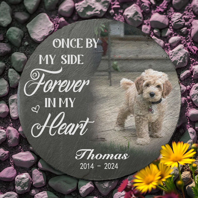 Custom Round Memorial Stone Add Pet Photo Dog Memorial Gifts for Loss of Dog