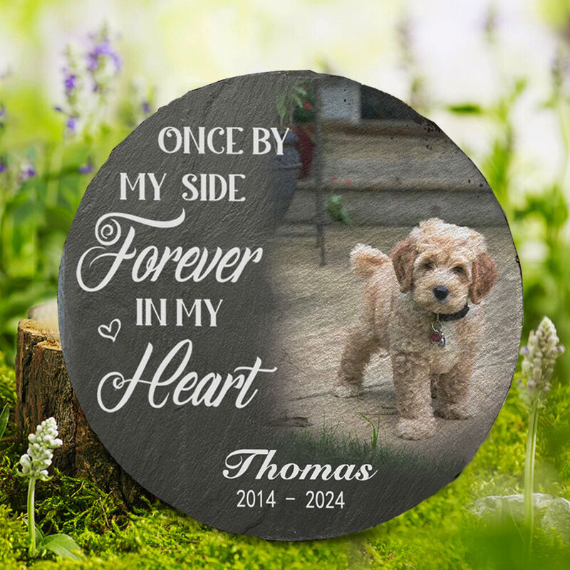 Custom Round Memorial Stone Add Pet Photo Dog Memorial Gifts for Loss of Dog
