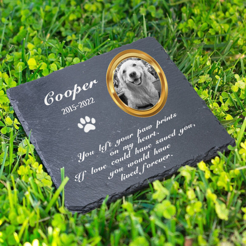 Custom Pet Memorial Stone Sympathy Gift with Gold Frame Print for Pet Owner