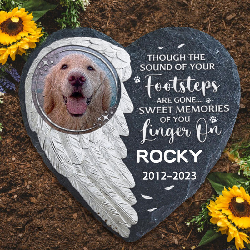 Custom Pet Memorial Stone with Wings Print Pet Gravestone Memorial Gift