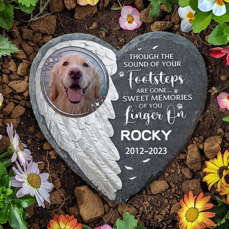Custom Pet Memorial Stone with Wings Print Pet Gravestone Memorial Gift