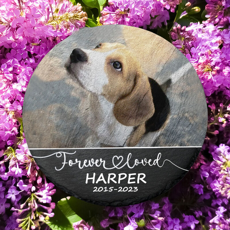 Personalized Memorial Stone Round Shape Dog Headstones Pet Loss Gifts