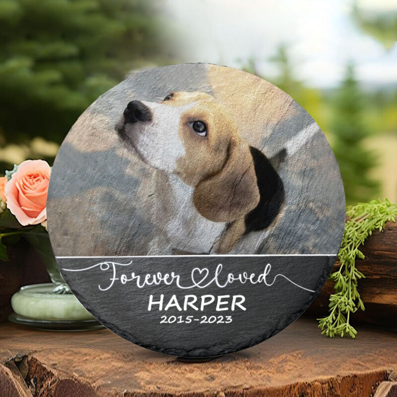 Personalized Memorial Stone Round Shape Dog Headstones Pet Loss Gifts