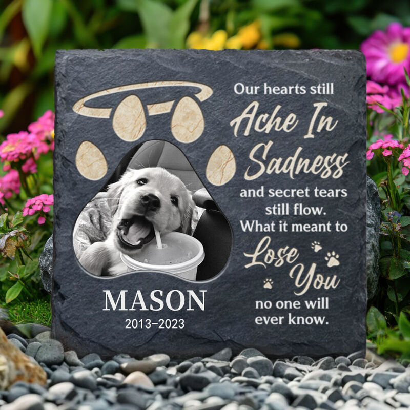 Personalized Memorial Stone Pet Dog Tombstone Pawprint Gift for Pet Owner
