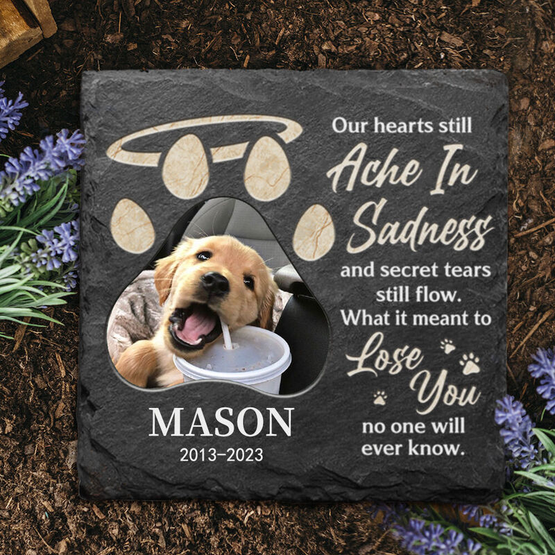 Personalized Memorial Stone Pet Dog Tombstone Pawprint Gift for Pet Owner