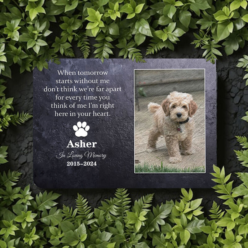 "When Tomorrow Start Without Me" Personalized Dog Memorial Stone for Pet Owners