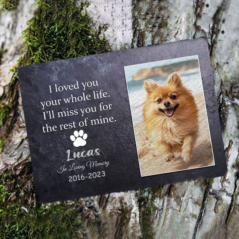 "Miss You For The Rest of Mine" Personalized Dog Memorial Stone for Pet Owners