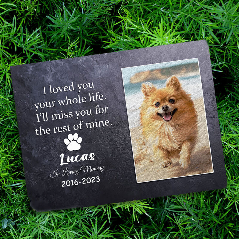 "Miss You For The Rest of Mine" Personalized Dog Memorial Stone for Pet Owners
