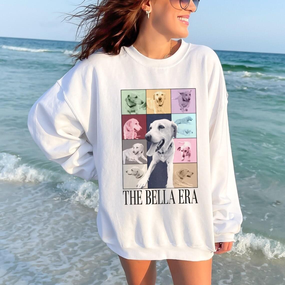 Custom Eras Tour Pet Shirt - Personalized Dog Crewneck with Custom Text and Photo