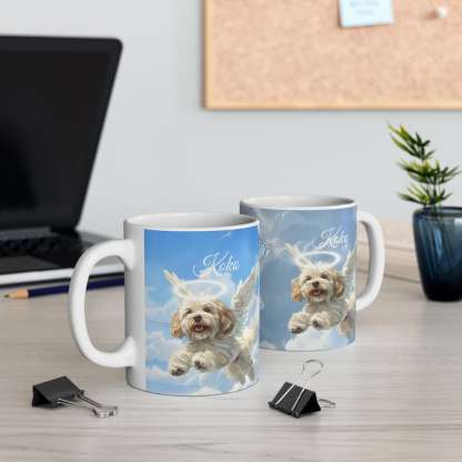 Custom Pet Mug Angel Wings and Halo Using Pet Photo Name Personalized Pet Memorial Gift Coffee Cup