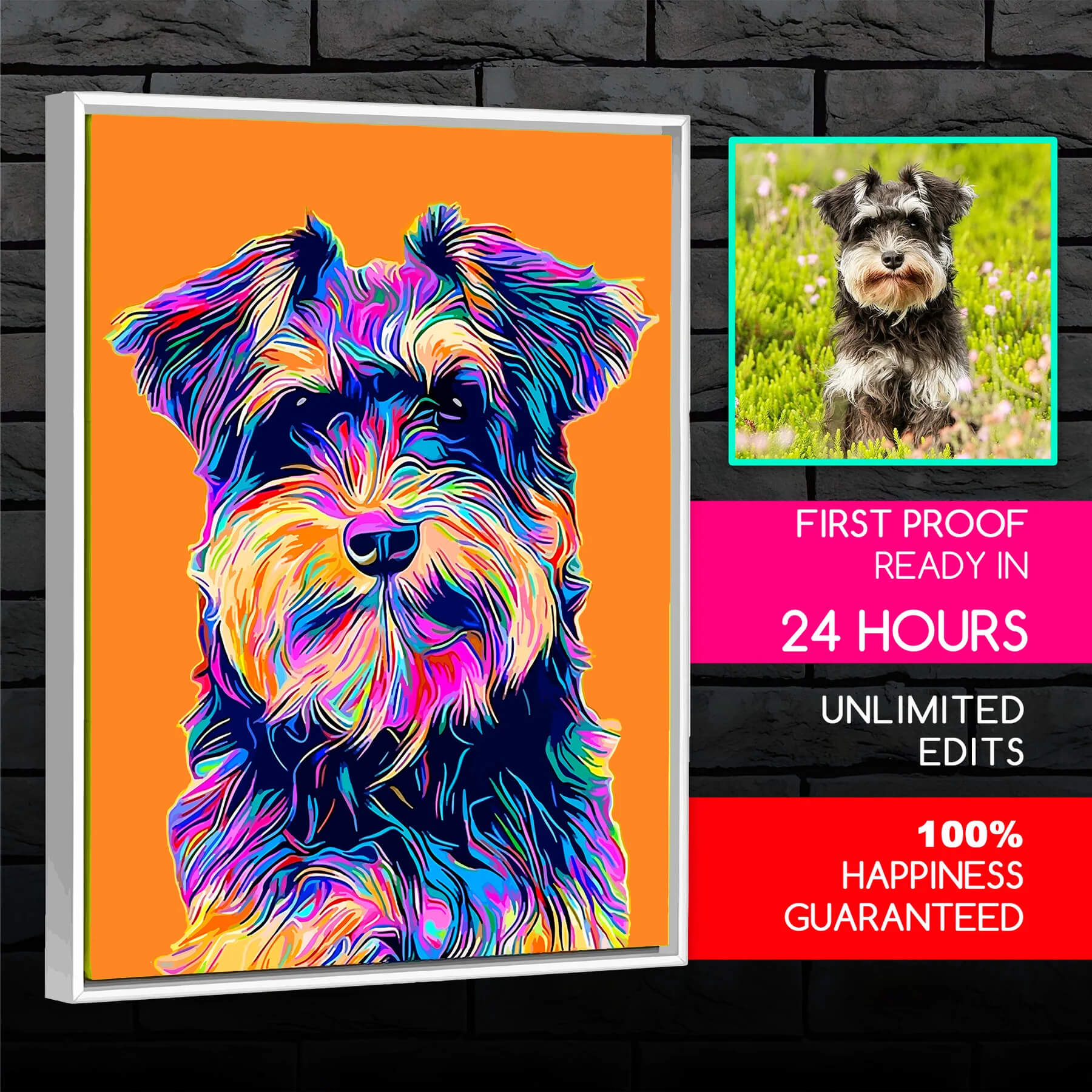Custom Pet Portrait from Your Photo, Andy Warhol, Pop Art, Dog, Cat, Birthday, Memorial, Gift, One of a Kind-Artloverhouse