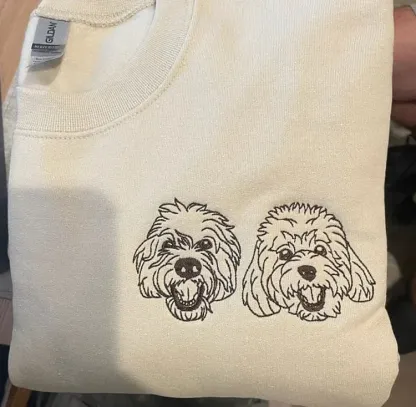 Custom Embroidered Dog Sweatshirt, Personalized Embroidery Pet Portrait Pet Name Sweatshirt Hoodie