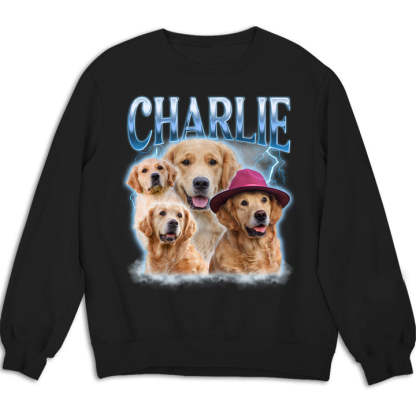 Custom Pet Face Printing Vintage Hip Hop T-shirt Sweatshirt Hoodie-Artloverhouse