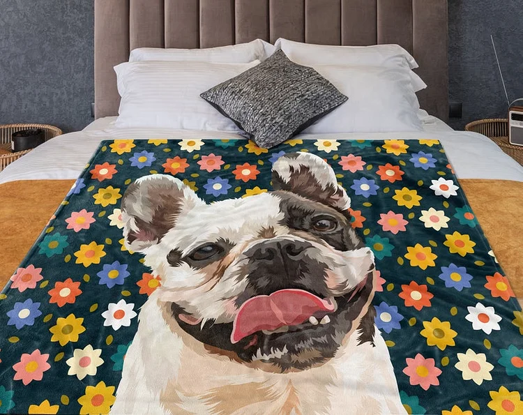 Personalized Dog Blanket Custom Dog Portrait Painting Pet Blanket Christmas Gift