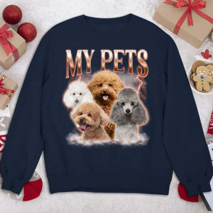 Custom Pet Face Printing Vintage Hip Hop T-shirt Sweatshirt Hoodie-Artloverhouse