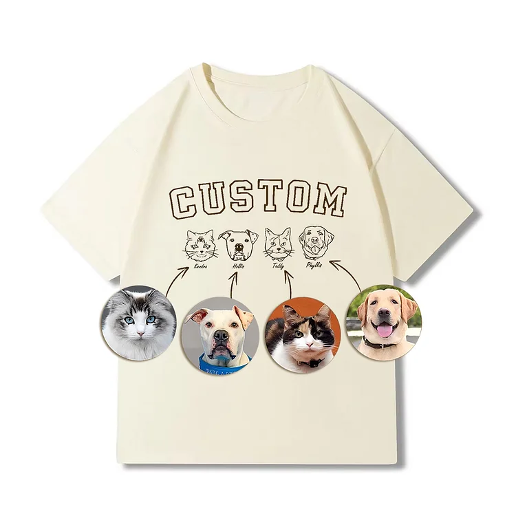 Personalized Pet Face Embroidered Sweatshirt Hoodie T-shirt With Custom Text