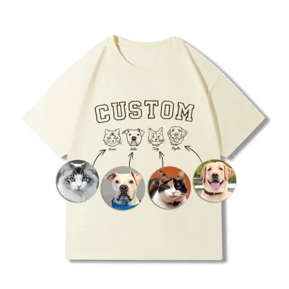 Personalized Pet Face Embroidered Sweatshirt Hoodie T-shirt With Custom Text