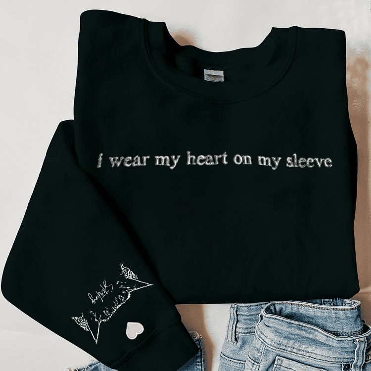 I Wear My Heart on My Sleeve - Custom Pet Portrait Sweatshirt/T-shirt for Pet Lovers, Pet Memorial