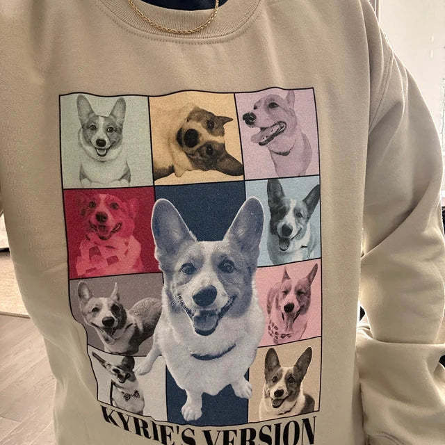 Custom Eras Tour Pet Shirt - Personalized Dog Crewneck with Custom Text and Photo