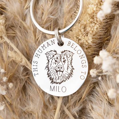 This Human Belongs To, Personalized Pet Keyring-Artloverhouse