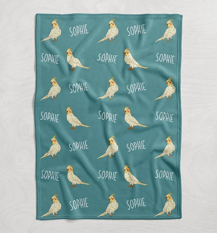 Custom Name Bird Blanket, Personalized Parrot Blanket, Animal Themed Gifts